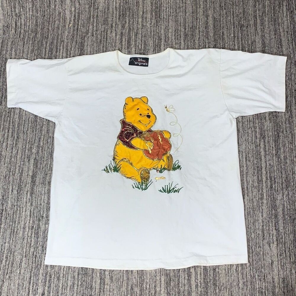 Vintage Disney Originals Men’s 2XL‎ Multi Media Puff Paint Graphic Pooh Shirt